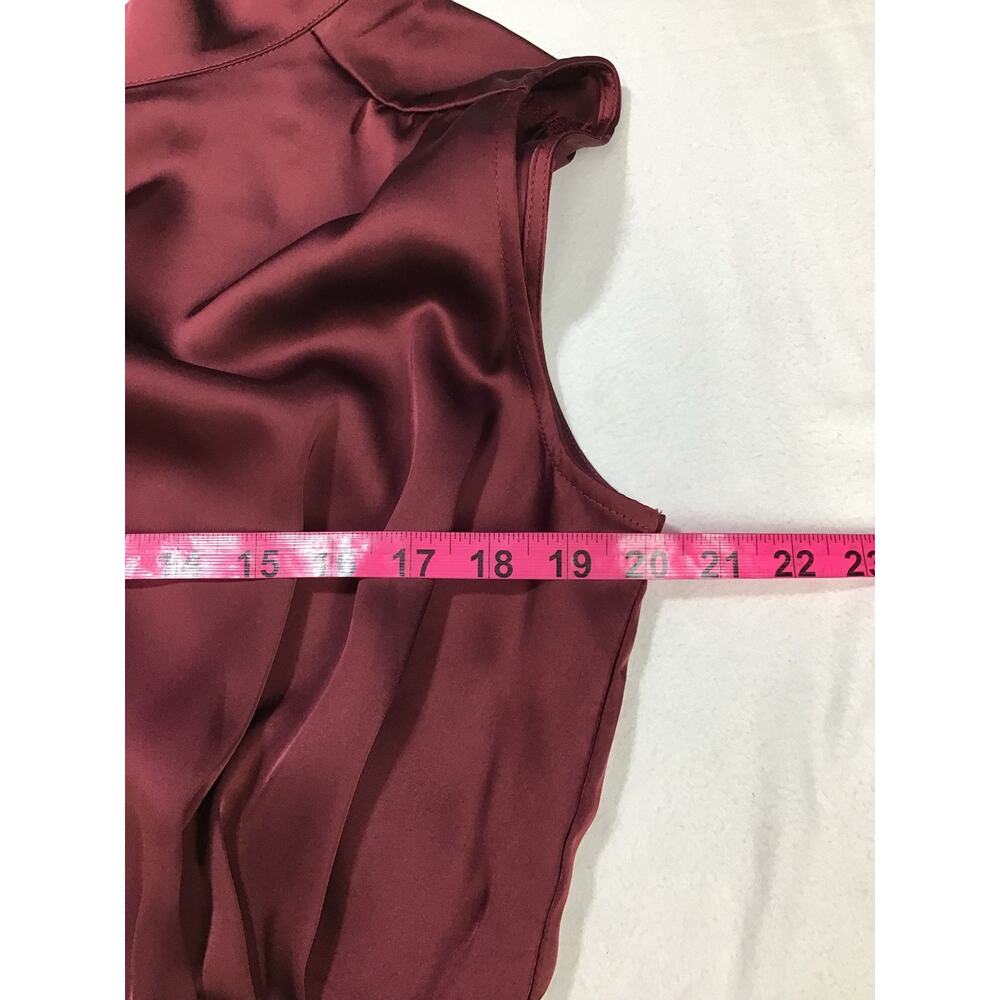 LULU'S sz S Classic Elegance Wine Satin Sleeveless Mock Neck Maxi Dress NEW B56 - Picture 5 of 7